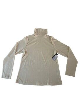 Christoper & Banks Womens Turtleneck Tee Off White Petite Medium Classic Shirt